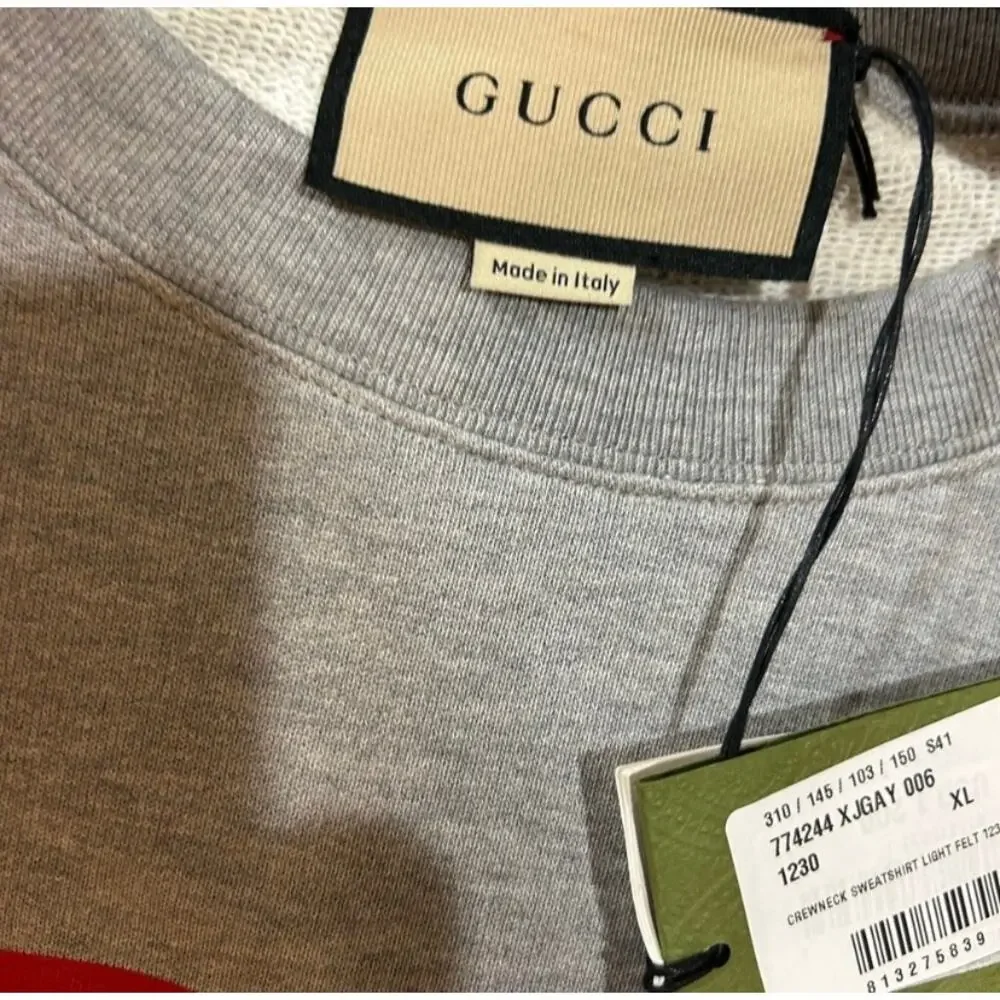 Men's Gucci jersey, cotton GG felted sweatshirt, size XL made in Italy